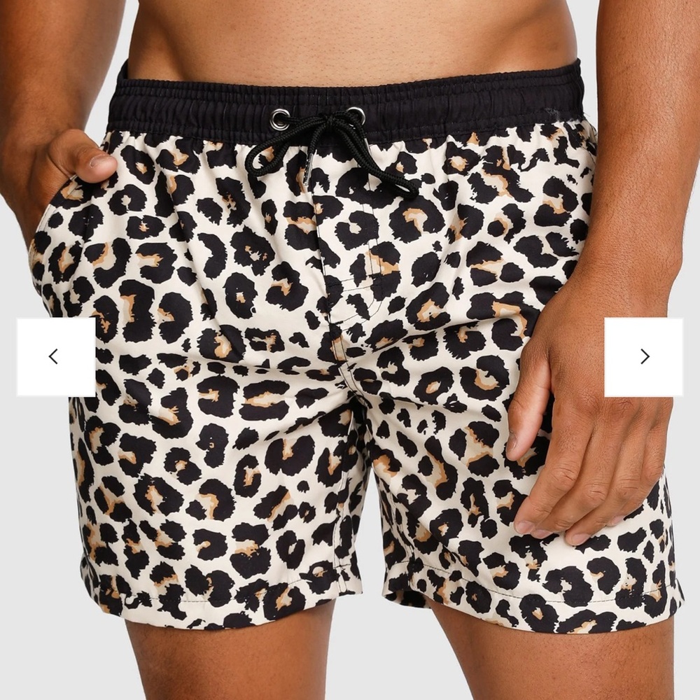 Vacay Leopard Print Men's Swim Shorts
